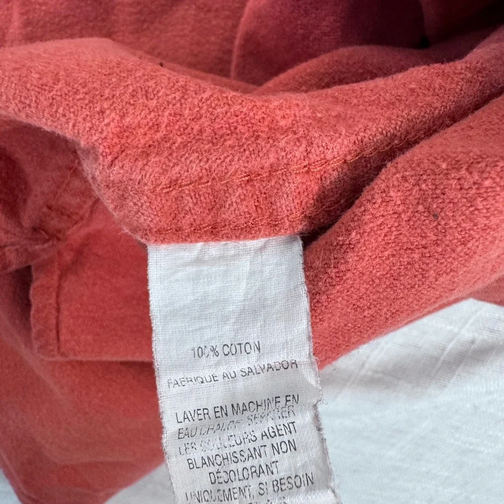 LL Bean Chamois Cloth Shirt Men XXL Tall Orange Red Outdoor Rugged Cabin Work